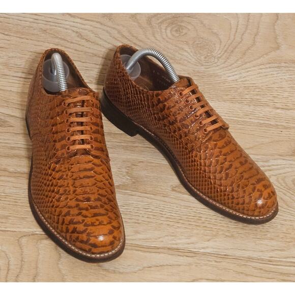 Stacy Adams Madison Anaconda Print Leather Shoes Brown 00055-240 Mens Size 7D - Picture 3 of 10